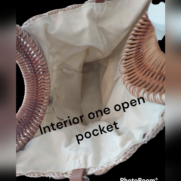 INC International Concepts Wicker Basket Crossbody / Handle Bag - Picture 4 of 10